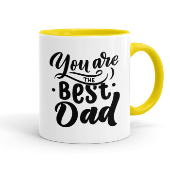 You are the best Dad, Κούπα χρωματιστή κίτρινη, κεραμική, 330ml