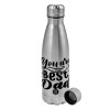 Metallic water bottle, stainless steel, 750ml