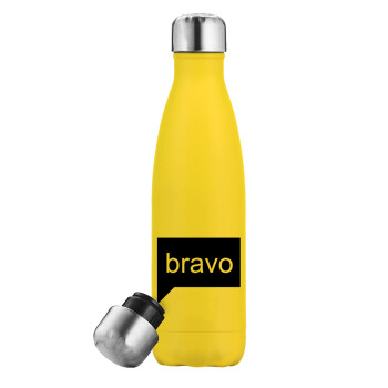 Bravo, Yellow Stainless Steel Metallic Thermos, double-walled, 500ml