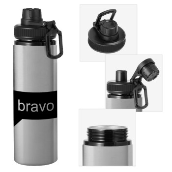 Bravo, Μεταλλικό παγούρι νερού με καπάκι ασφαλείας, αλουμινίου 850ml