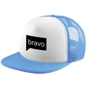 Bravo, Child's Soft Trucker Hat with Blue/White Mesh (POLYESTER, CHILD, ONE SIZE)