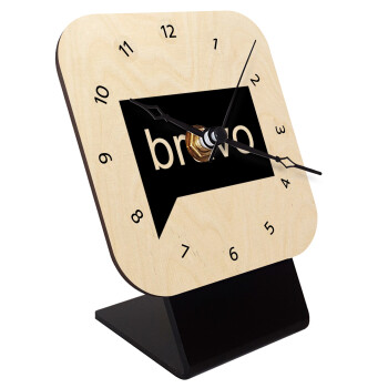 Bravo, Quartz Table clock in natural wood (10cm)