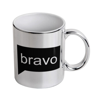 Bravo, Mug ceramic, silver mirror, 330ml