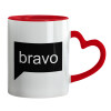 Mug heart red handle, ceramic, 330ml