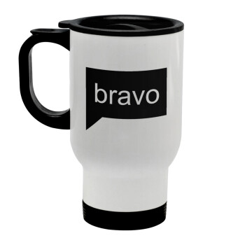 Bravo, Stainless steel travel mug with lid, double wall white 450ml