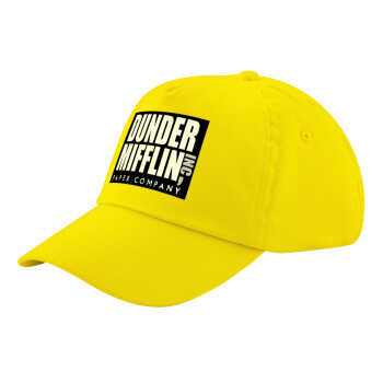 Dunder Mifflin, Inc Paper Company, Child's Baseball Cap, 100% Cotton Twill, Yellow (COTTON, CHILD, UNISEX, ONE SIZE)