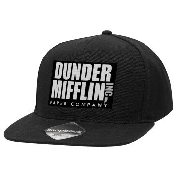 Dunder Mifflin, Inc Paper Company, Καπέλο Ενηλίκων Flat Snapback Μαύρο, (100% ΒΑΜΒΑΚΕΡΟ TWILL, ΕΝΗΛΙΚΩΝ, UNISEX, ONE SIZE)