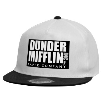 Dunder Mifflin, Inc Paper Company, Child's Flat Snapback Hat, White (100% COTTON, CHILDREN'S, UNISEX, ONE SIZE)