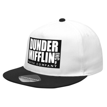 Dunder Mifflin, Inc Paper Company, Καπέλο Ενηλίκων Flat Snapback Λευκό/Μαύρο, (POLYESTER, ΕΝΗΛΙΚΩΝ, UNISEX, ONE SIZE)