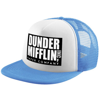 Dunder Mifflin, Inc Paper Company, Child's Soft Trucker Hat with Blue/White Mesh (POLYESTER, CHILD, ONE SIZE)