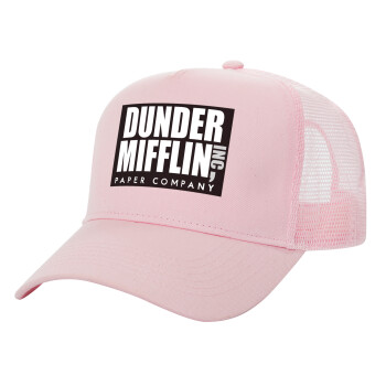 Dunder Mifflin, Inc Paper Company, Structured Trucker Children's Hat, with Mesh, PINK (100% COTTON, CHILDREN'S, UNISEX, ONE SIZE)