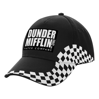 Dunder Mifflin, Inc Paper Company, Adult Ultimate BLACK RACING Cap, (100% COTTON DRILL, ADULT, UNISEX, ONE SIZE)