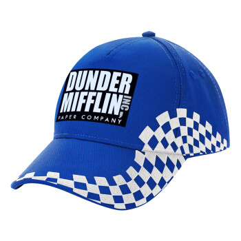 Dunder Mifflin, Inc Paper Company, Adult Ultimate BLUE RACING Cap, (100% COTTON DRILL, ADULT, UNISEX, ONE SIZE)