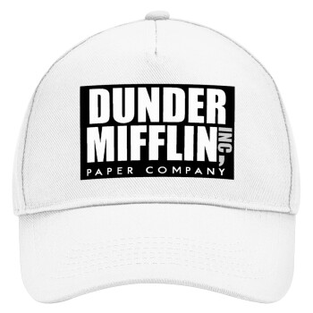 Dunder Mifflin, Inc Paper Company, Καπέλο Ενηλίκων Baseball, Drill, Λευκό (100% ΒΑΜΒΑΚΕΡΟ, ΕΝΗΛΙΚΩΝ, UNISEX, ONE SIZE)