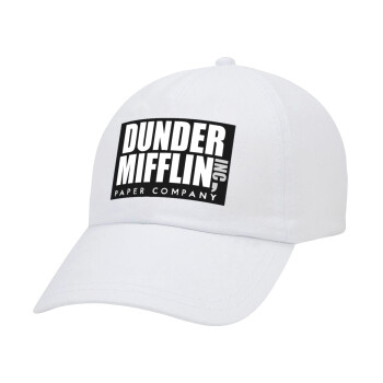 Dunder Mifflin, Inc Paper Company, Adult Baseball Cap White 5-panel (POLYESTER, ADULT, UNISEX, ONE SIZE)