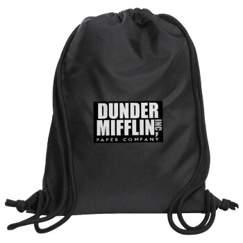 Dunder Mifflin, Inc Paper Company, Backpack pouch GYMBAG Black, with pocket (40x48cm) & thick cords