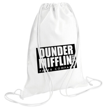 Dunder Mifflin, Inc Paper Company, Τσάντα πλάτης πουγκί GYMBAG λευκή (28x40cm)