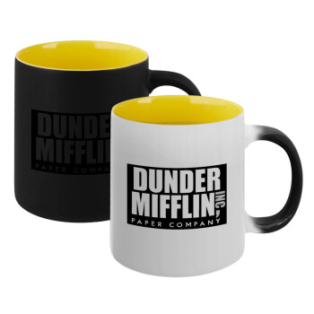 Dunder Mifflin, Inc Paper Company, Κούπα Μαγική εσωτερικό κίτρινη, κεραμική 330ml που αλλάζει χρώμα με το ζεστό ρόφημα (1 τεμάχιο)