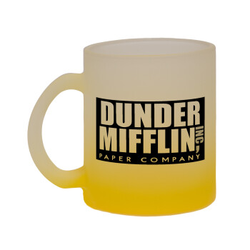 Dunder Mifflin, Inc Paper Company, Κούπα γυάλινη δίχρωμη με βάση το κίτρινο ματ, 330ml