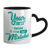 Mug heart black handle, ceramic, 330ml