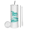 Tumbler stainless steel 600ml, with metal straw & cleaning brush