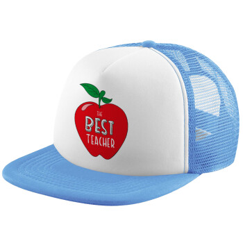 Best teacher, Child's Soft Trucker Hat with Blue/White Mesh (POLYESTER, CHILD, ONE SIZE)