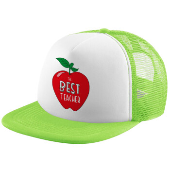 Best teacher, Adult Soft Trucker Hat with Mesh GREEN/WHITE (POLYESTER, ADULT, ONE SIZE)