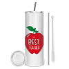 Eco friendly stainless steel tumbler 600ml, with metal straw & cleaning brush