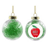 Transparent Christmas tree ball ornament with green filling 8cm