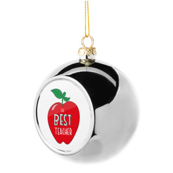 Best teacher, Silver 8cm Christmas tree ball ornament