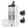 Tumbler stainless steel 600ml, with metal straw & cleaning brush