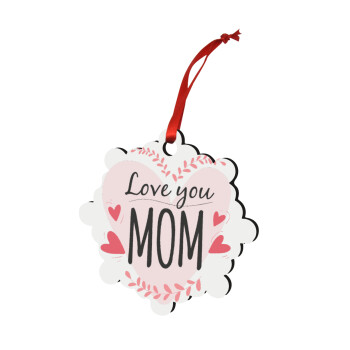 Mother's day I Love you Mom heart, Στολίδι Χριστουγεννιάτικο στολίδι snowflake ξύλινο 7.5cm