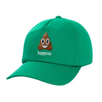 Shit Happens, Καπέλο παιδικό Baseball, 100% Βαμβακερό Twill, Πράσινο (ΒΑΜΒΑΚΕΡΟ, ΠΑΙΔΙΚΟ, UNISEX, ONE SIZE)
