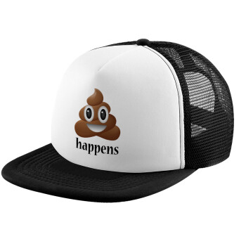Shit Happens, Καπέλο Ενηλίκων Soft Trucker με Δίχτυ Black/White (POLYESTER, ΕΝΗΛΙΚΩΝ, UNISEX, ONE SIZE)
