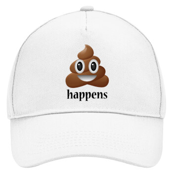 Shit Happens, Adult Baseball Cap, Drill, White (100% COTTON, ADULT, UNISEX, ONE SIZE)