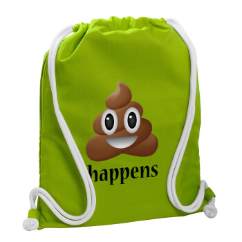 Shit Happens, Τσάντα πλάτης πουγκί GYMBAG LIME GREEN, με τσέπη (40x48cm) & χονδρά κορδόνια