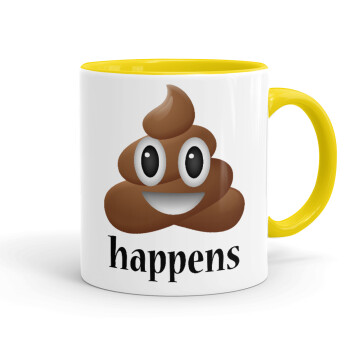 Shit Happens, Mug colored yellow, ceramic, 330ml