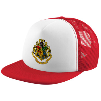 Hogwart's, Adult Soft Trucker Hat with Red/White Mesh (POLYESTER, ADULT, UNISEX, ONE SIZE)