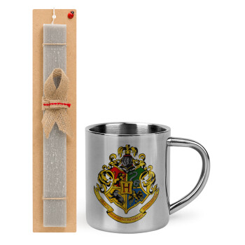 Hogwart's, Easter Set, metallic thermal cup (300ml) & Easter aromatic flat candle (30cm) (GRAY)