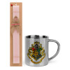 Easter Set, metallic thermal cup (300ml) & aromatic flat Easter candle (30cm) (PINK)