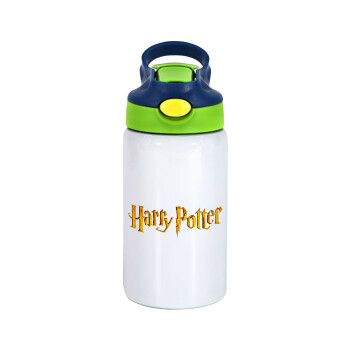 Harry potter movie, Children's hot water bottle, stainless steel, with safety straw, green, blue (350ml)