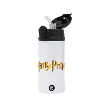 Harry potter movie, Children's hot water bottle, stainless steel, with safety straw, Black (360ml) BPA-FREE