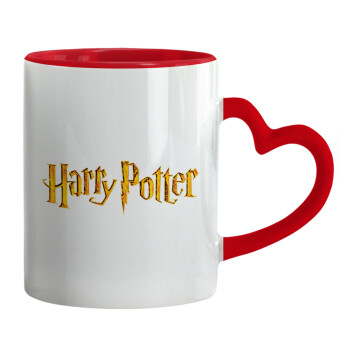 Harry potter movie, Κούπα καρδιά χερούλι κόκκινη, κεραμική, 330ml