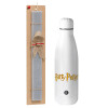 Easter Set, metallic stainless thermos bottle (500ml) & scented flat Easter candle (30cm) (GRAY)