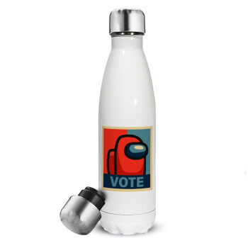Among US VOTE, Metal mug thermos White (Stainless steel), double wall, 500ml