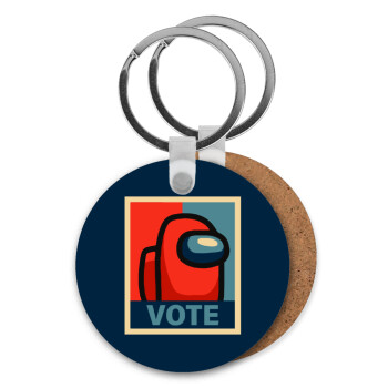 Among US VOTE, Μπρελόκ Ξύλινο στρογγυλό MDF Φ5cm