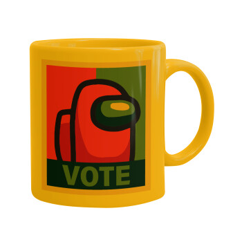 Among US VOTE, Ceramic coffee mug yellow, 330ml