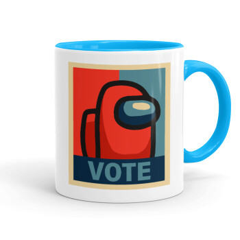 Among US VOTE, Mug colored light blue, ceramic, 330ml