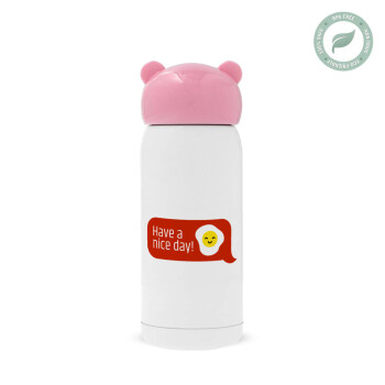 Have a nice day Emoji, Pink stainless steel thermal flask, 320ml