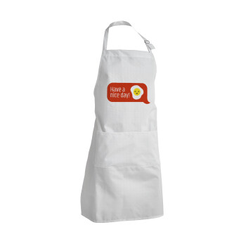 Have a nice day Emoji, Adult Chef Apron (with sliders and 2 pockets)